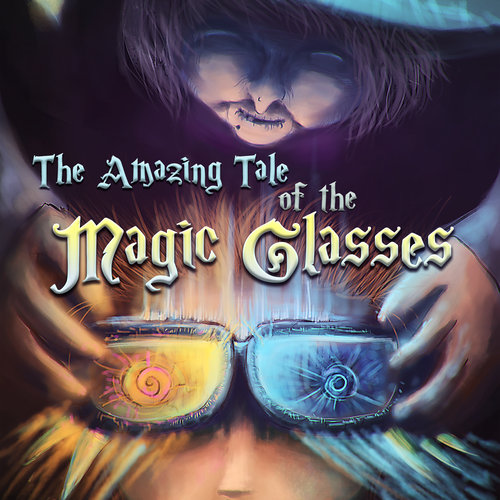 Witch book cover with the title 'The Magic Glasses'