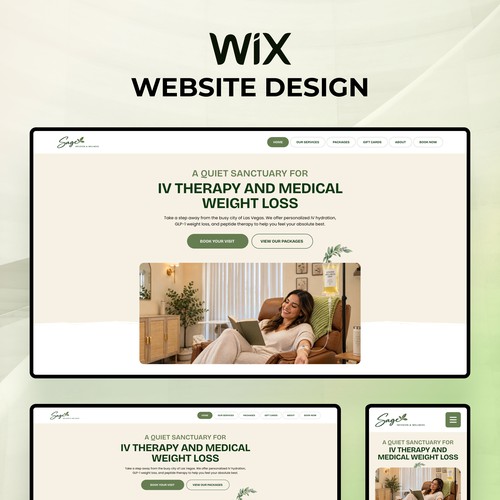 Design with the title 'Wix Website Design, SEO & GEO Setup for IV Therapy & Medical Weight Loss Clinic in Las Vegas, Nevada, USA'