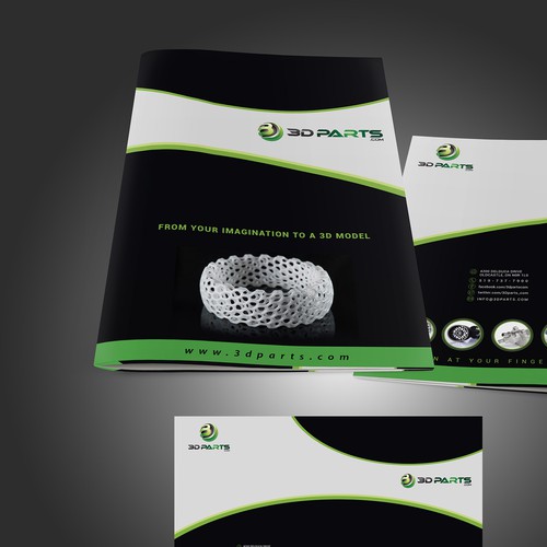3-dimensional design with the title '3dparts needs a Brochure'