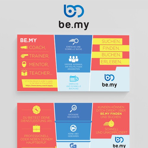 German design with the title 'Be.my Postcard Info graphic design'
