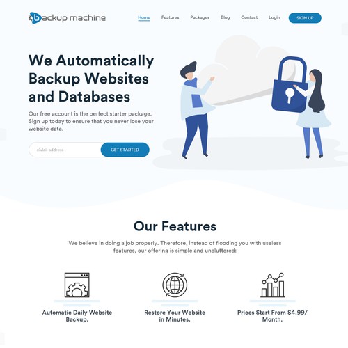 Database design with the title 'A Backup Company'