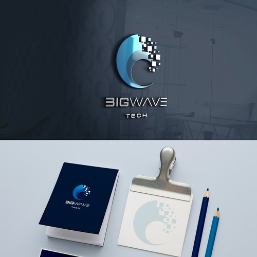 Navy design with the title 'Modern logo concept for tech company'