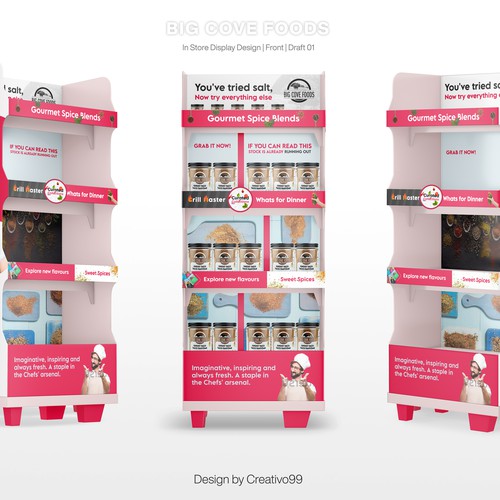 Retail design with the title 'In-Store Display Stand for products promotion.'