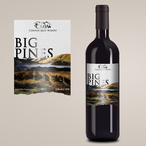 Watercolor label with the title 'Wine Label'