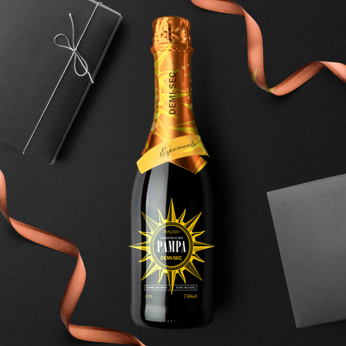 Champagne label with the title 'Design de Embalagem / Packaging Design'