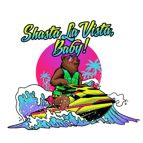 Travel t-shirt with the title 'Jet ski bear on summer'