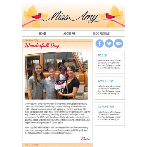 HTML5 website with the title 'Personal Blog Design'