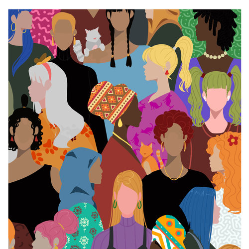 Conceptual artwork with the title 'concept of women's diversity'