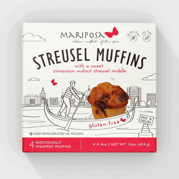Muffin design with the title 'Packaging design for gluten-free muffins'