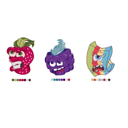 Face illustration with the title 'character design/face expression  for packaging'