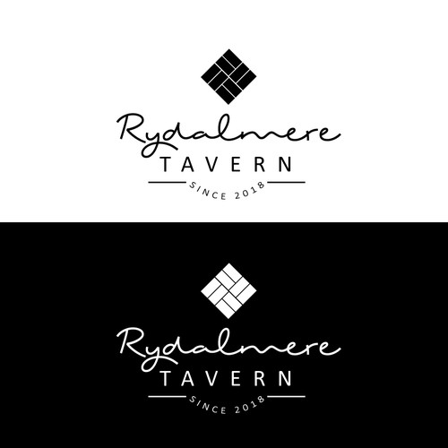 Tavern logo with the title 'Hotel logo, clean logo, brick, black and white logo, restaurant logo'