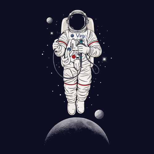 Space t-shirt with the title 'Virgonauts'