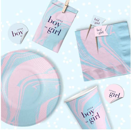 Light packaging with the title 'Gender Reveal Party Pack'