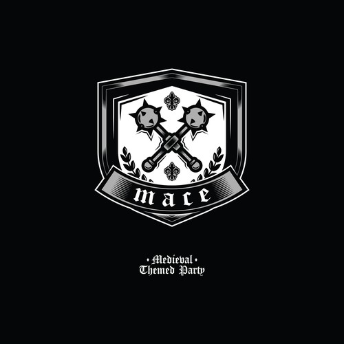 Medieval logo with the title 'MACE "medieval themed party"'