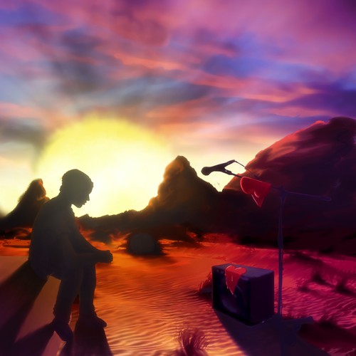 Musician illustration with the title 'art illustration for music album'