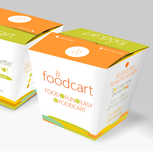 Yellow packaging with the title 'food delivery box design'
