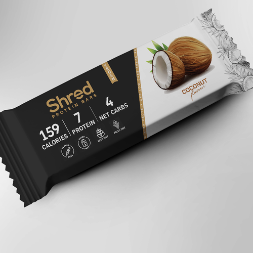 Candy packaging with the title 'Product Packaging For Protein Snack Bar'