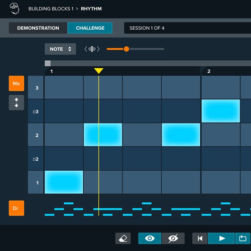 Interface design with the title 'Audible Genius | Music App Interface Design'