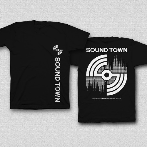 Audio design with the title 'T-shirt work for SoundTown'