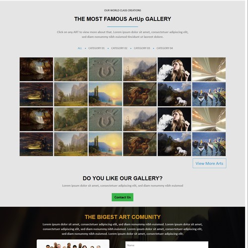 HTML5 website with the title 'Art Gallery'
