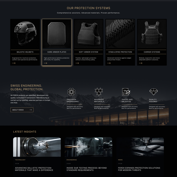 Security website with the title 'Website design for a Swiss protection brand'