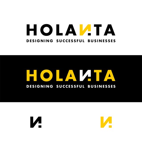 Black and yellow logo with the title 'Concept logo Holanta'