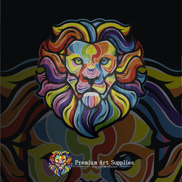 Lion head logo with the title 'premium art supplies logo'