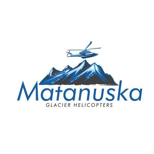 Helicopter logo with the title ' logo needed for Glacier Helicopter tour company'