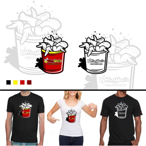 Wing design with the title 'chicken bucket illustration for WingMania'