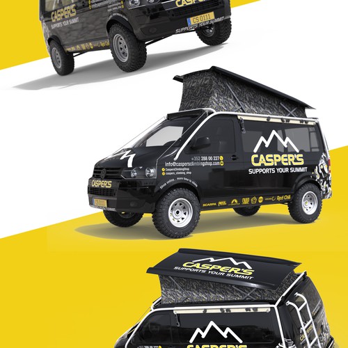 VW design with the title 'Van wrap - climbing shop'