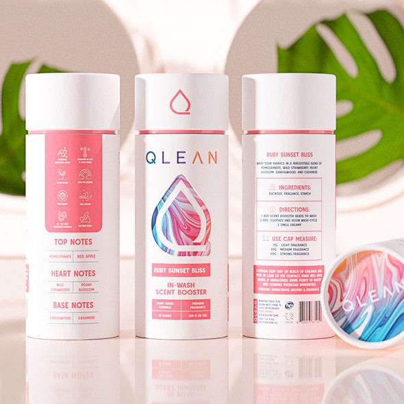 Cleaning packaging with the title 'Qlean Sexy clean popping Scent Boosters'