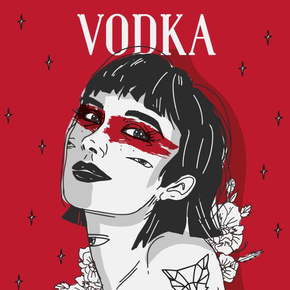 Vodka packaging with the title 'labels for OPHELIA'