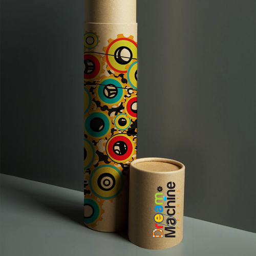 Tube packaging with the title 'Colorful Shipping Tube Design for E-Commerce Art Shop'