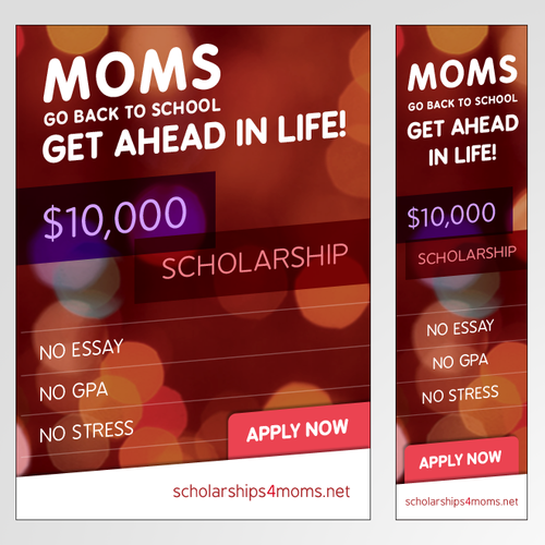 Mom design with the title 'Display Ads for Scholarship Programm'