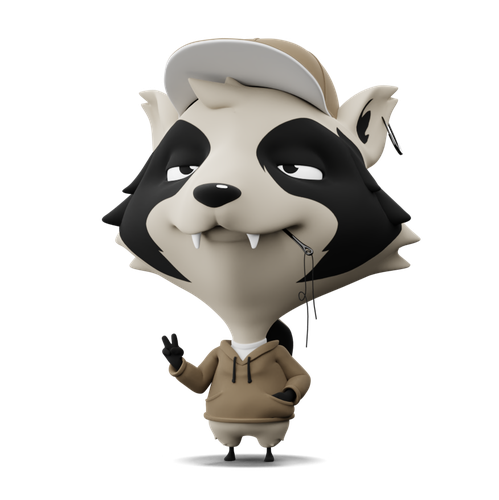 Cap design with the title 'Raccoon mascot'