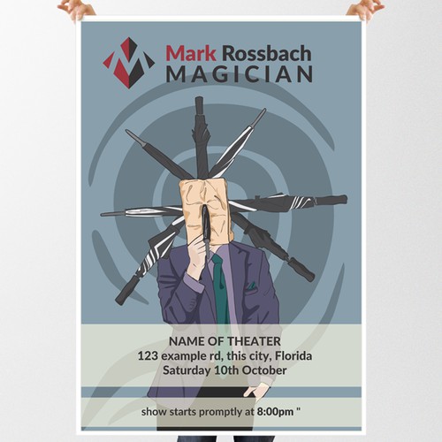 Umbrella design with the title 'Poster Design for Modern Magician'