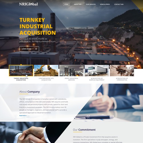 Industrial design website with the title &#39;NRI Global&#39;
