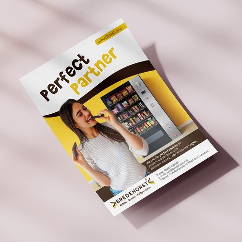 Vending machine design with the title 'Flyer for Vending Machine aimed at Students'