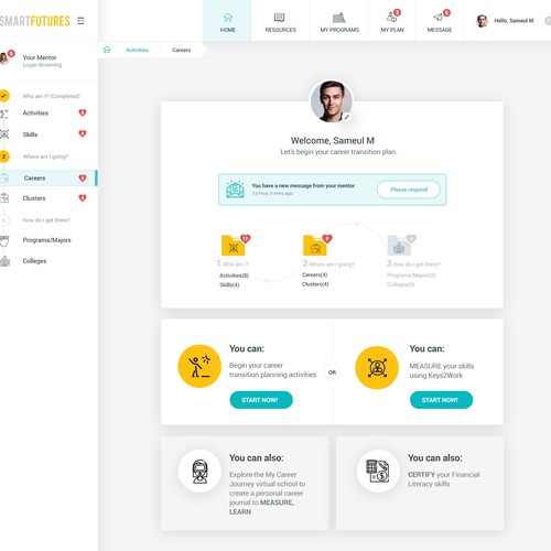 Course website with the title 'Smart Futures Dashboard Screen'