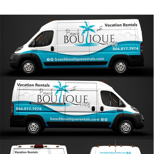 Car graphics design with the title 'Beach Boutique Rentals'