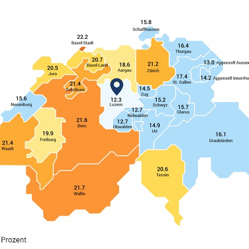 Swiss design with the title 'Map of Switzerland'
