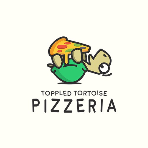 Pizza brand with the title 'Toppled Tortoise Pizzeria'