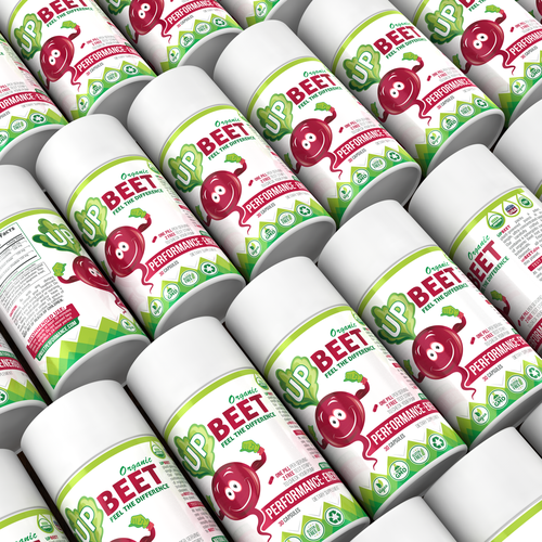 Pre-workout label with the title 'UP BEET label design '