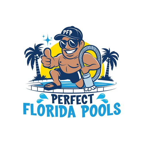 Masculine brand with the title 'Cartoon for a Pool-cleaning company in Florida'