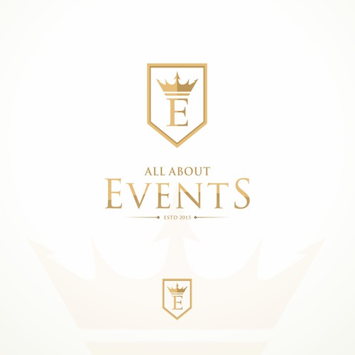 Royal design with the title 'Royal Brand Identity for 'All About Events' in the United Kingdom. '