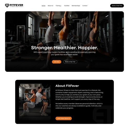 Gym website with the title 'Fitness Landingpage'