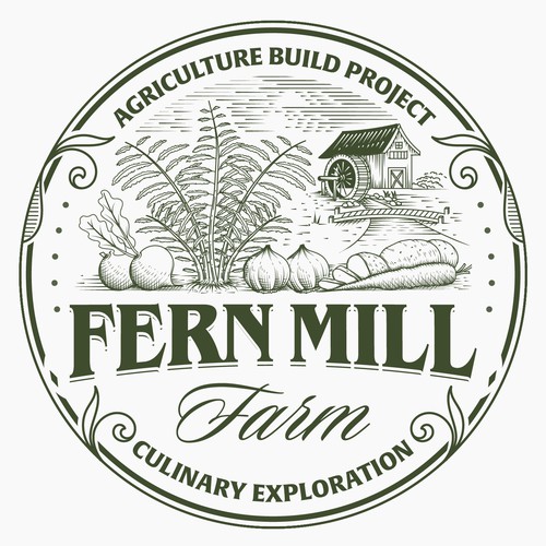 Mill design with the title 'Logo Concept Fern Mill Farm'