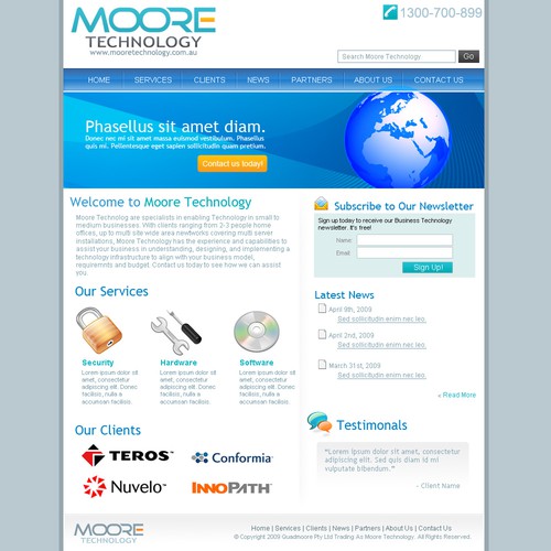 Computer website with the title 'Web Design for Young Growing Dynamic IT Company'