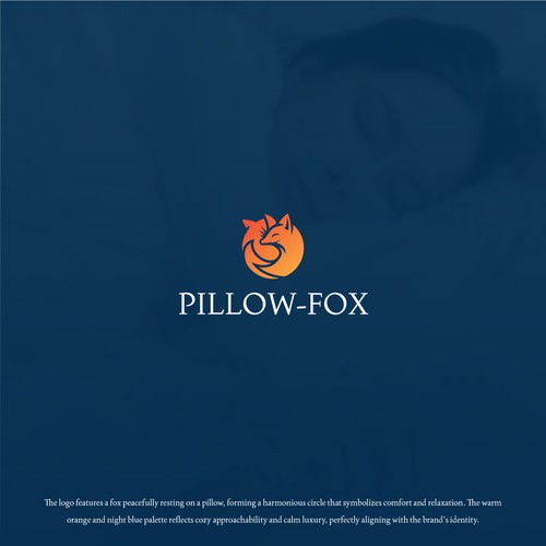 Pillow logo with the title 'Pillow Fox Logo Design'