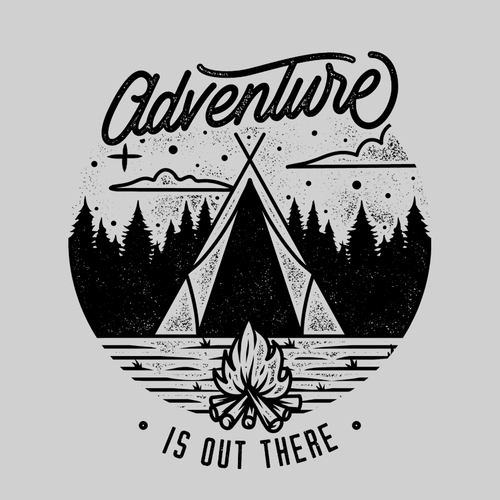 Adventure t-shirt with the title 'Adventure is out there'